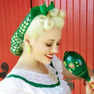 Kelly Green pinup hair net snood pinup rockabilly